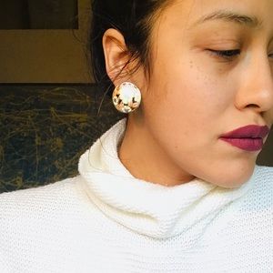 Vintage clip earrings pink rose gold orange white